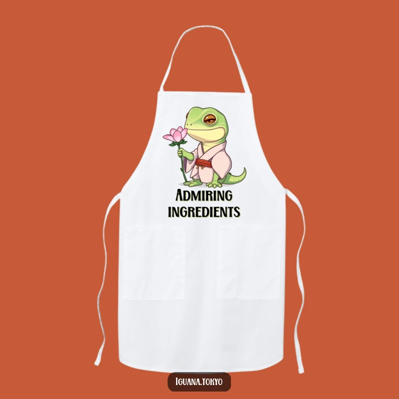 Funny Curious Iguana Kimono Apron: Nature Lover Chef Wear, Perfect Funny Gift