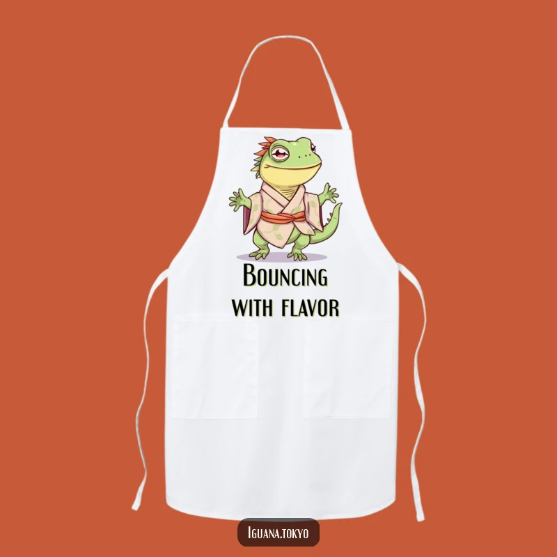 Funny Happy Hop Iguana Kimono Apron: Joyful Chef Wear, Perfect Funny Gift