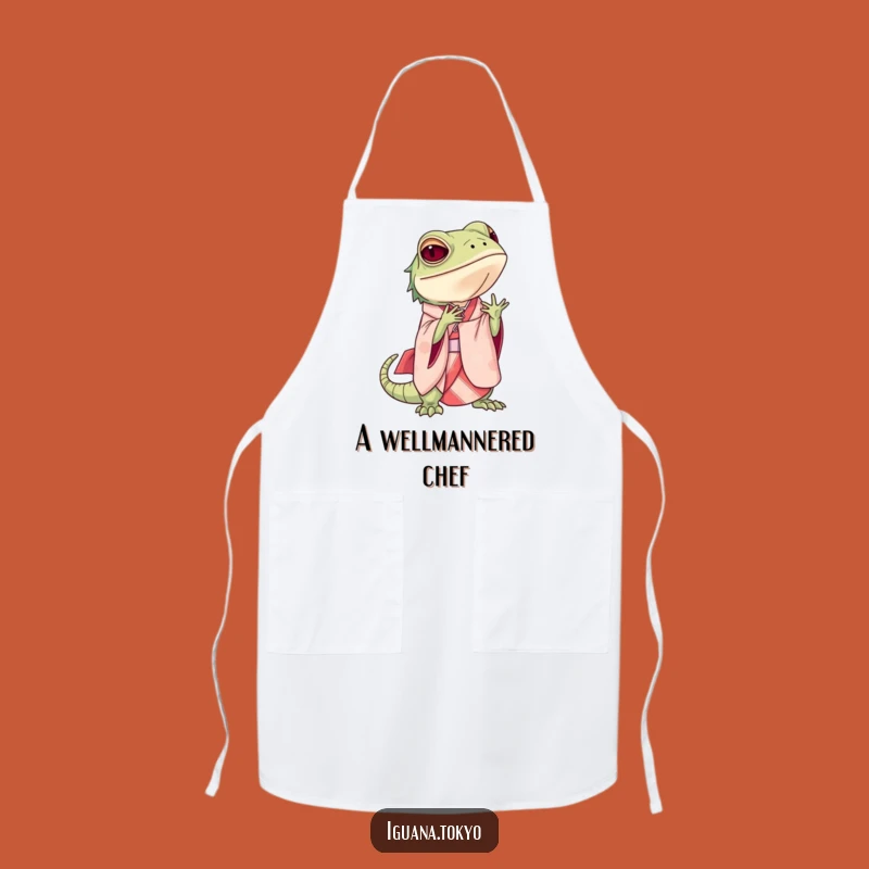Funny Iguana Bowing Apron: Cook with Class and Humorous Flair