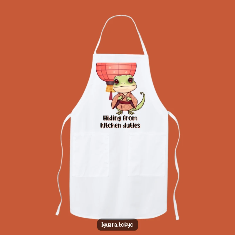 Funny Iguana Kimono Apron: Playful Chef's Peek, Practical Funny Gift