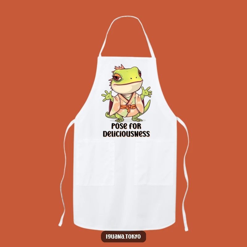 Funny Iguana Pose Apron: Kitchen Playfulness, Practical Funny Gift