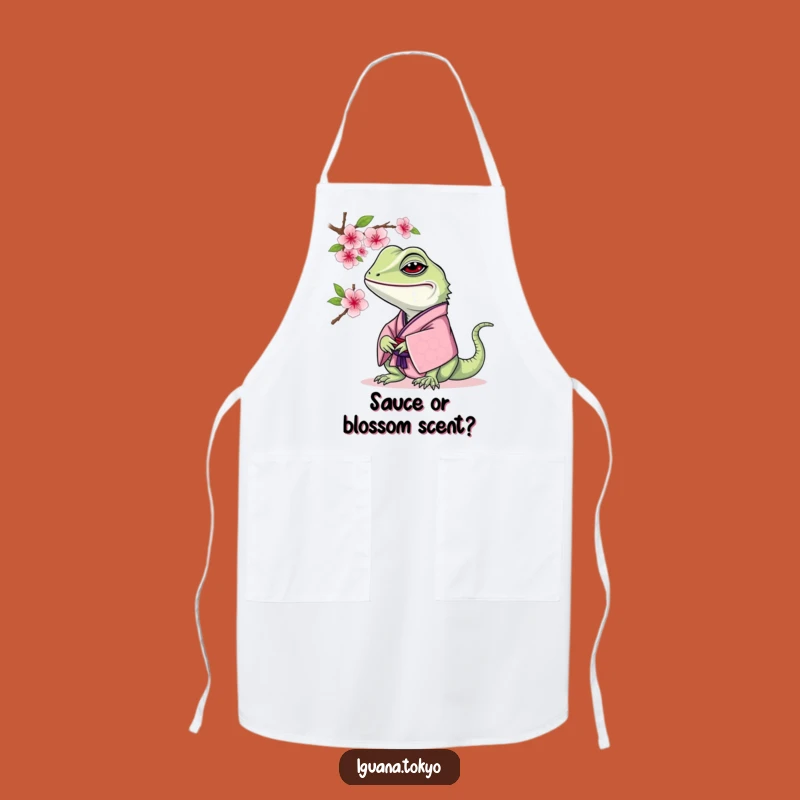 Funny Iguana Cherry Blossom Apron: Kitchen Serenity, Practical Funny Gift