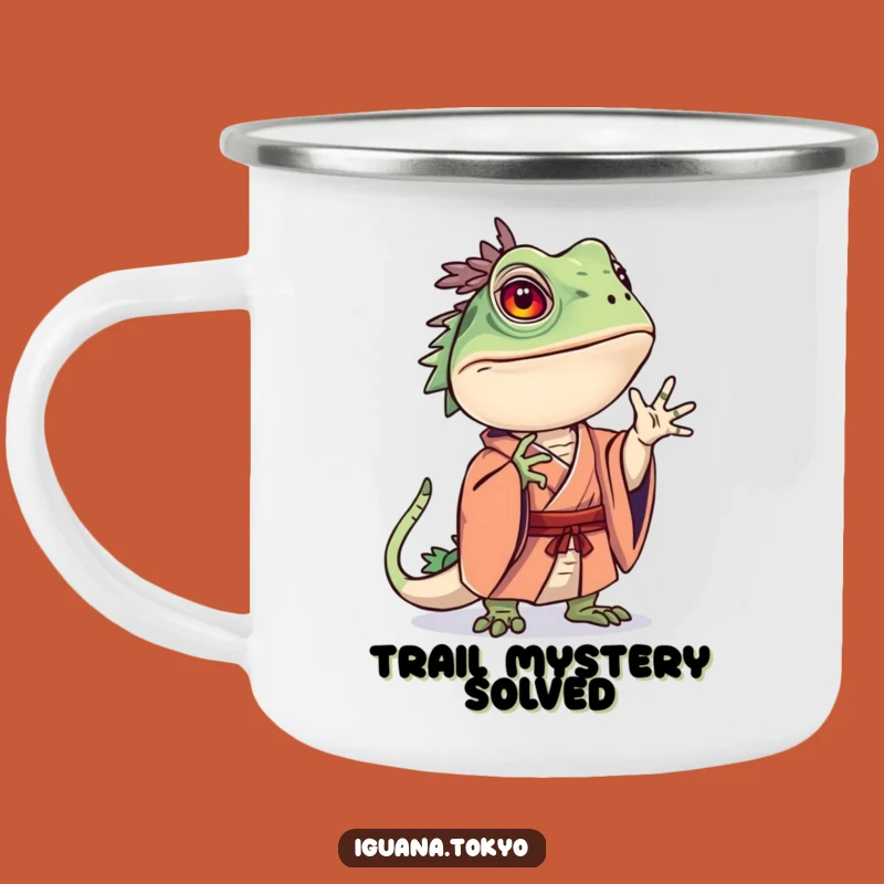 Funny Curious Iguana Kimono Camping Mug: Pondering Adventure Mug, Funny Gift