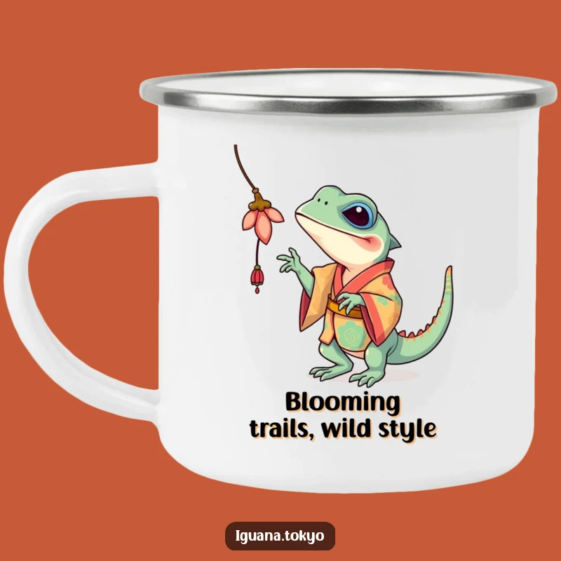 Funny Iguana Flower Batting Camping Mug: Adventure Whimsy, Durable Funny Gift