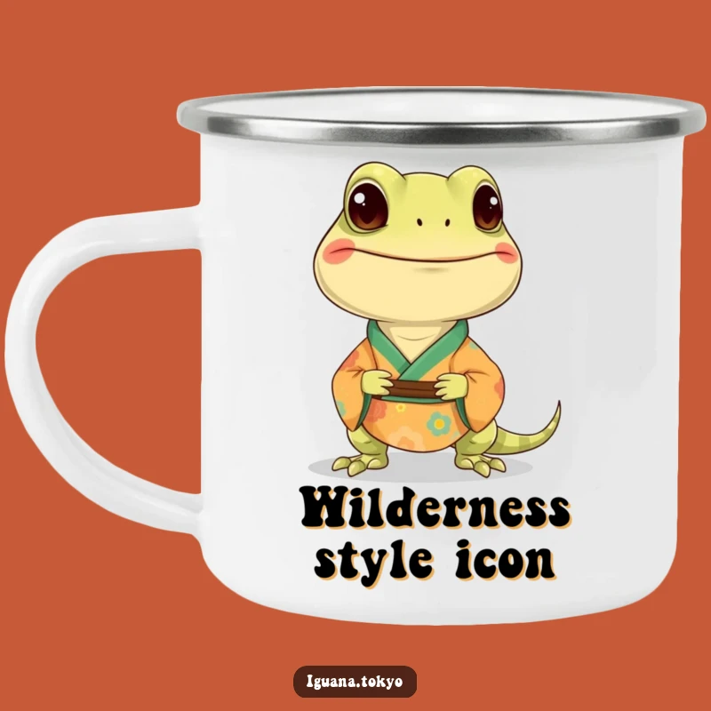 Funny Iguana Kimono Camping Mug: Reptile Adventure Mug, Funny Gift