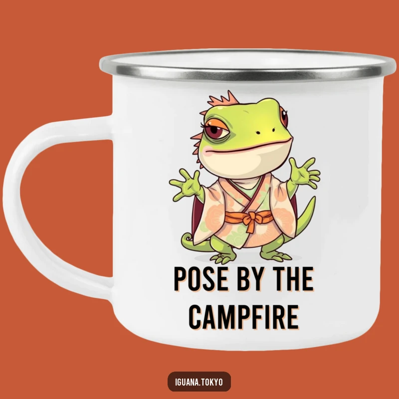 Funny Iguana Pose Camping Mug: Adventure Curiosity, Durable Funny Gift