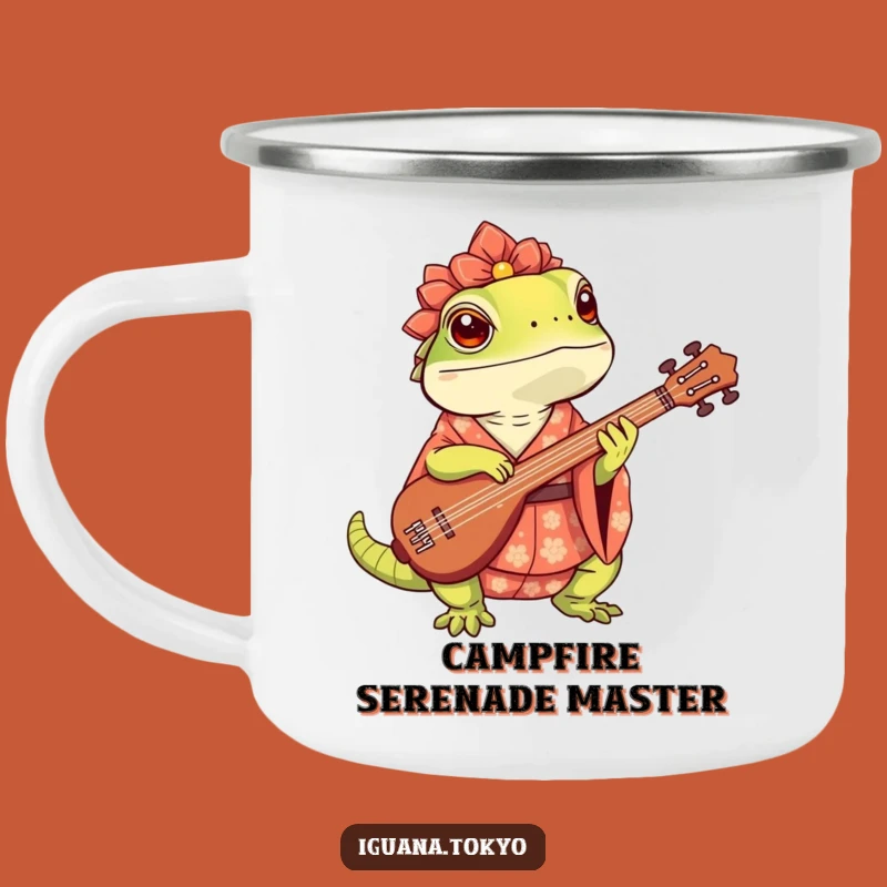 Funny Iguana Shamisen Camping Mug: Adventure and Laughter by the Fire
