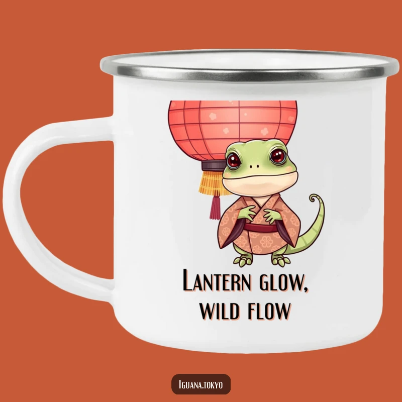 Funny Iguana Kimono Camping Mug: Adventure Peek, Durable Funny Gift