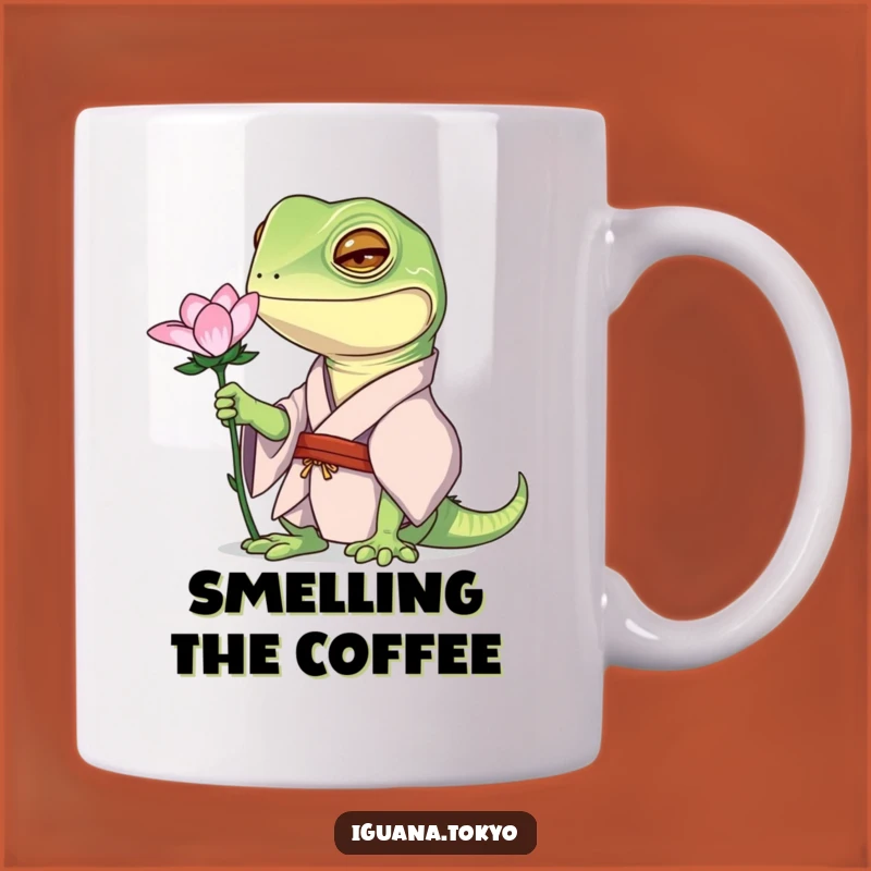 Funny Curious Iguana Flower Mug: Nature Explorer Design, Perfect Funny Gift