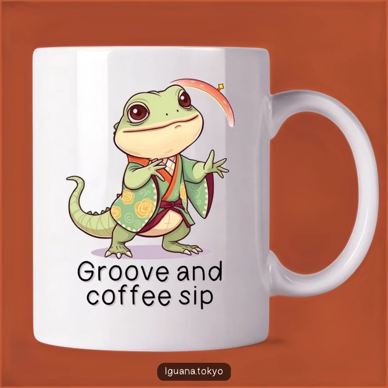 Funny Iguana Dance Mug: Festive Kimono Moves, Lively Funny Gift