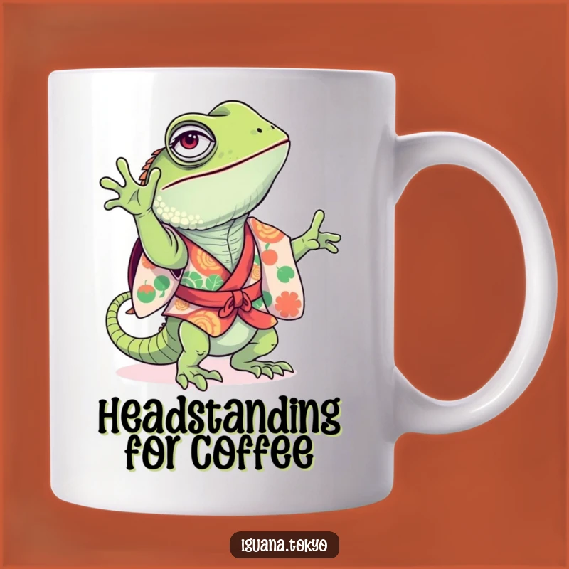 Funny Iguana Handstand Mug: Playful Acrobatics for a Hilarious Gift