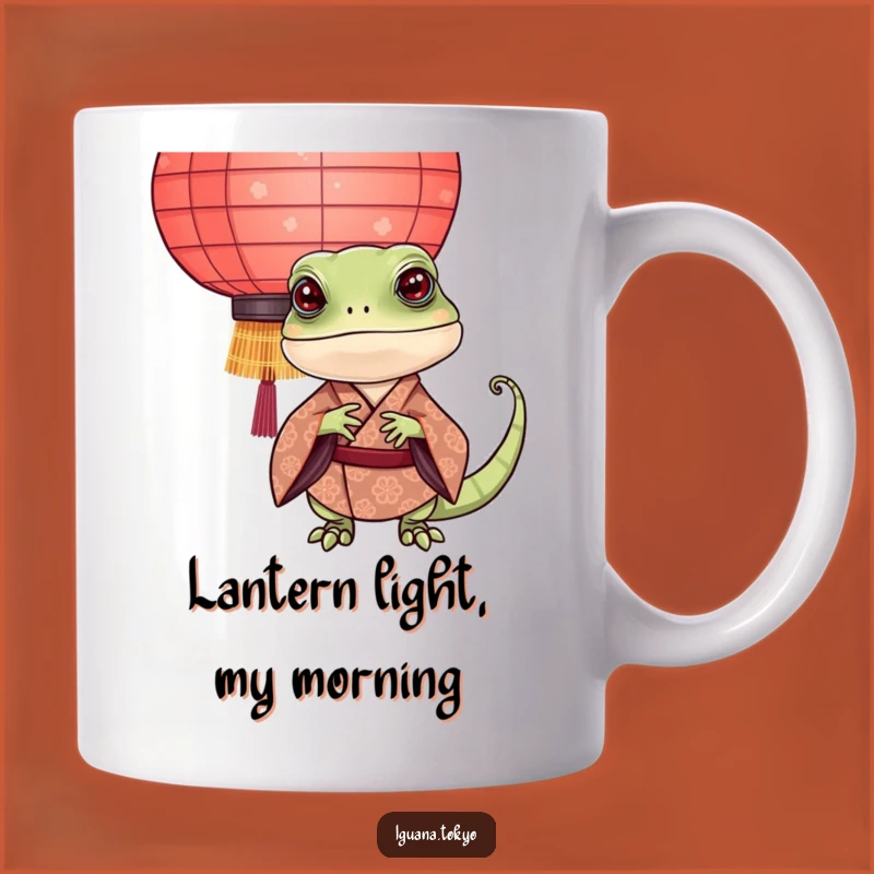 Funny Iguana Kimono Mug: Playful Lantern Peek, Perfect Quirky Gift