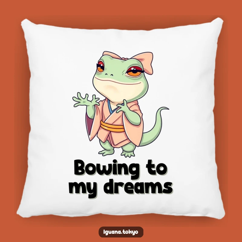 Funny Petite Iguana Bow Pillow: Cozy Comfort with Dramatic Flair