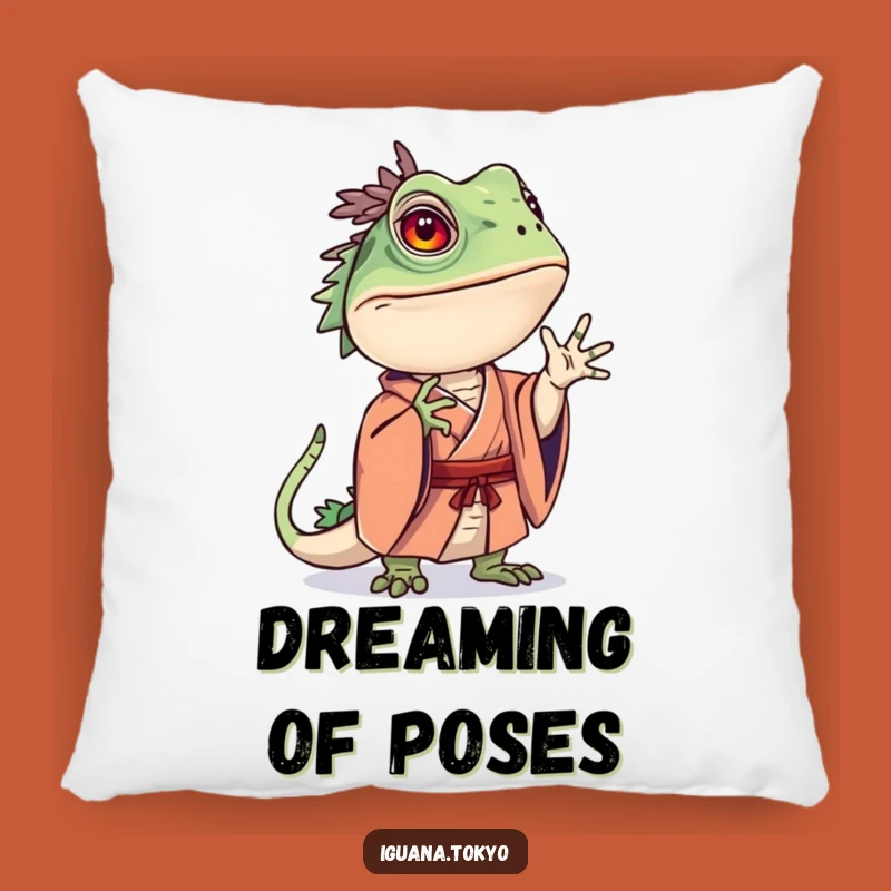 Funny Curious Iguana Kimono Pillow: Pondering Comfort, Adorable Funny Gift