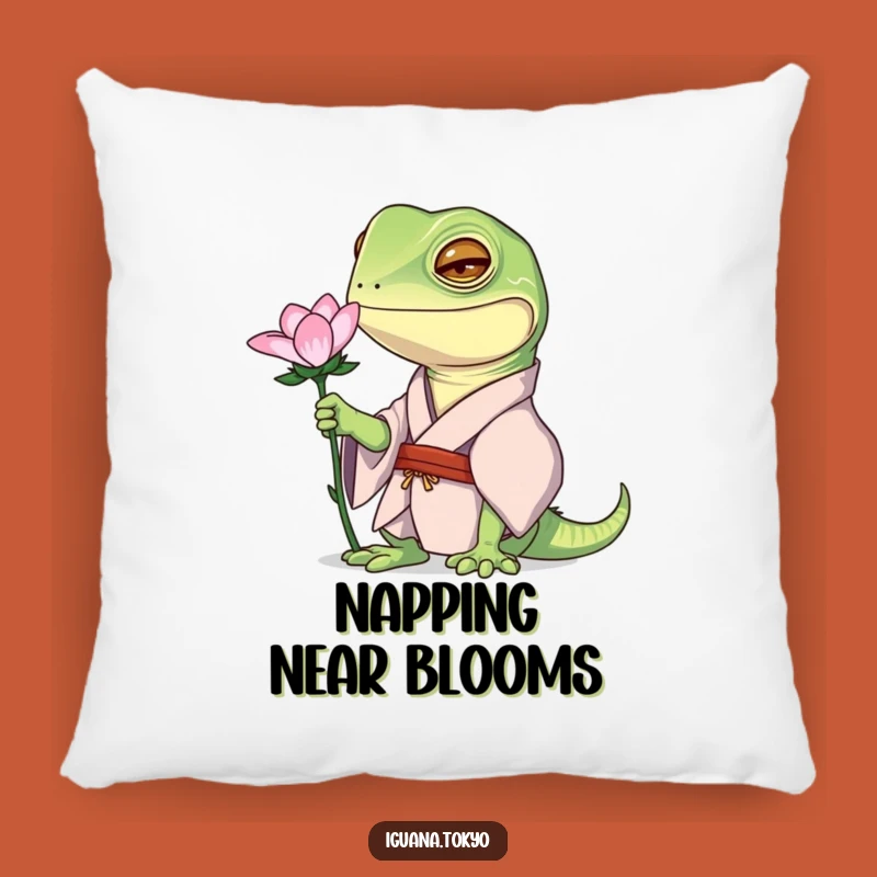 Funny Curious Iguana Kimono Pillow: Cozy Nature Accent, Adorable Funny Gift