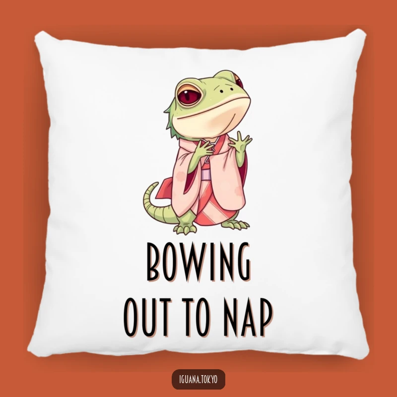 Funny Iguana Bowing Pillow: Plush Comfort with Elegant Humorous Flair