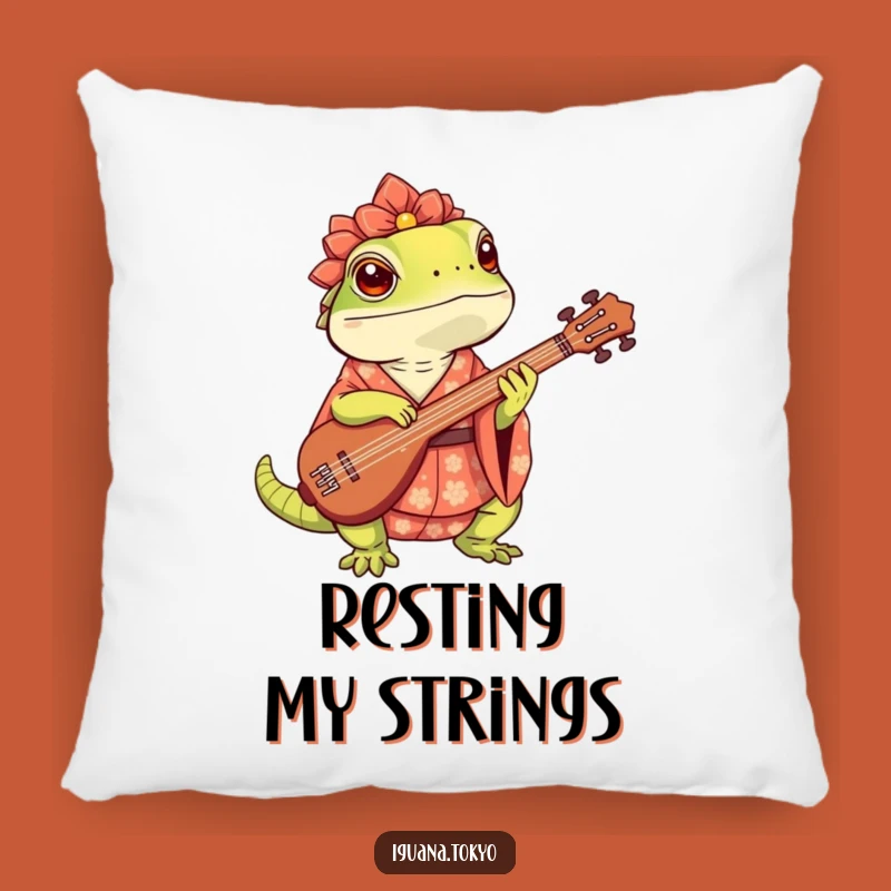 Funny Iguana Shamisen Pillow: Cozy Comfort with a Hilarious Musical Twist