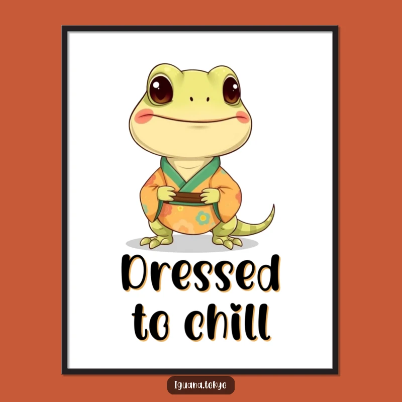 Funny Iguana Kimono Digital Art: Stylish Reptile Print, Quirky Funny Gift