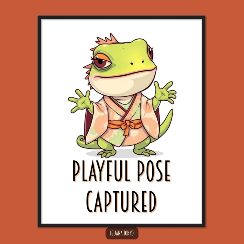Funny Iguana Pose Digital Art: Playful Instant Decor, Quirky Funny Gift