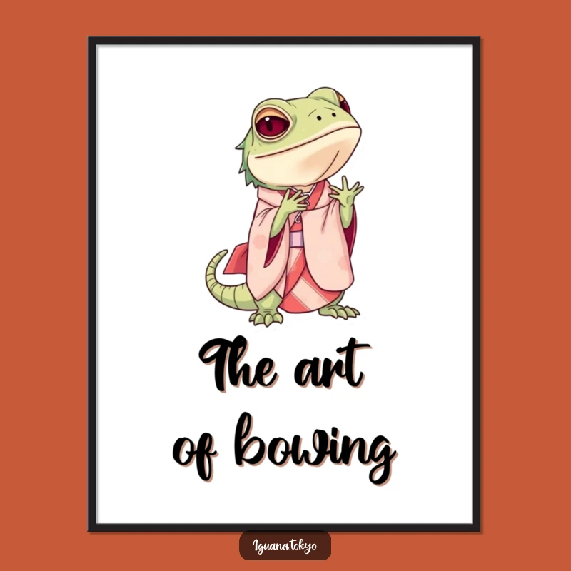 Funny Iguana Bowing Digital Art: Instant Elegant Gecko Decor Download