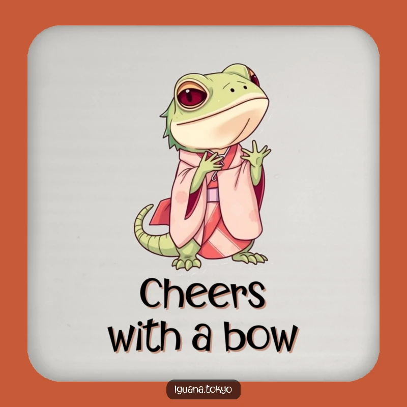 Funny Iguana Bowing Drink Coaster: Protect Surfaces with Elegant Humor