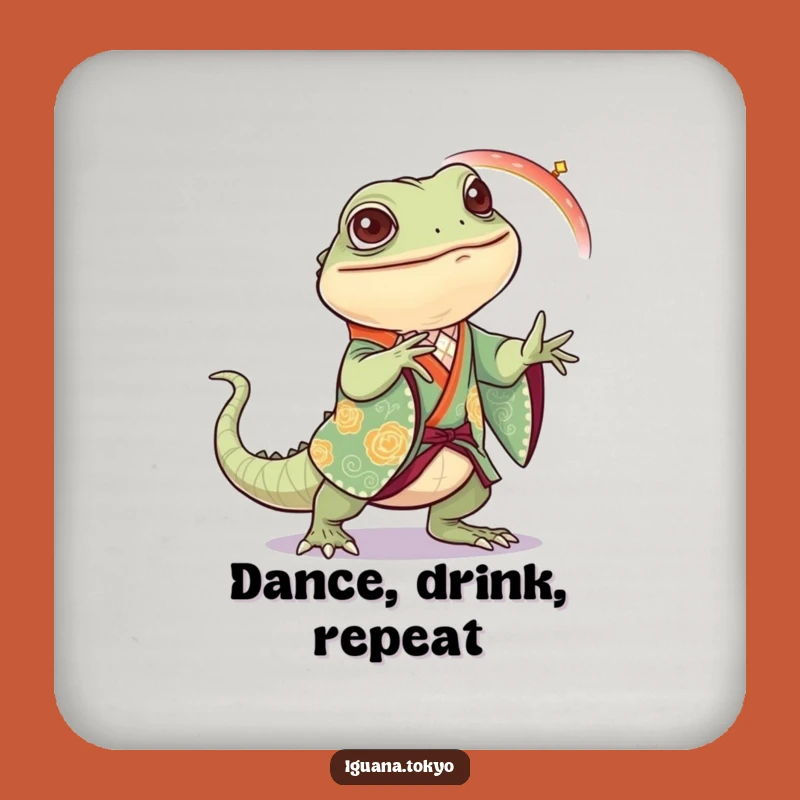 Funny Iguana Dance Coaster: Festive Protection, Lively Funny Gift