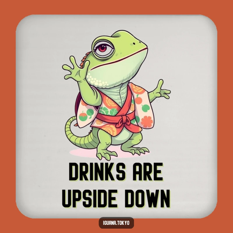 Funny Iguana Handstand Drink Coaster: Protect Surfaces with Playful Humor