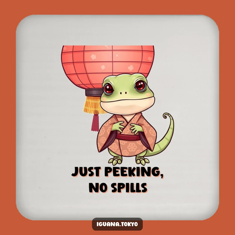 Funny Iguana Kimono Coaster: Tabletop Peek, Protective Funny Gift