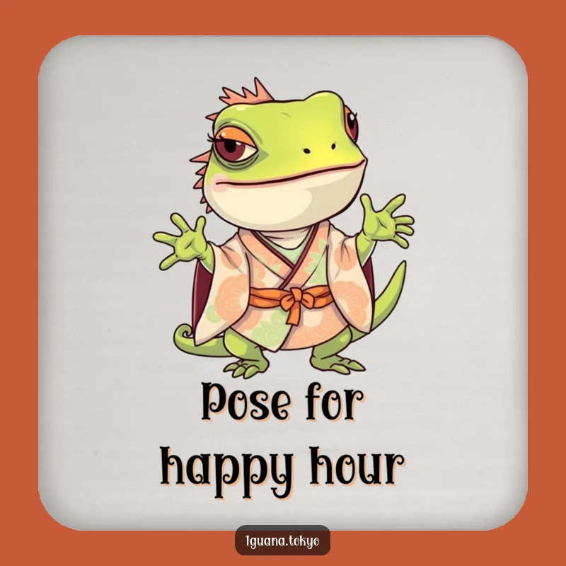 Funny Iguana Pose Coaster: Playful Protection, Intriguing Funny Gift