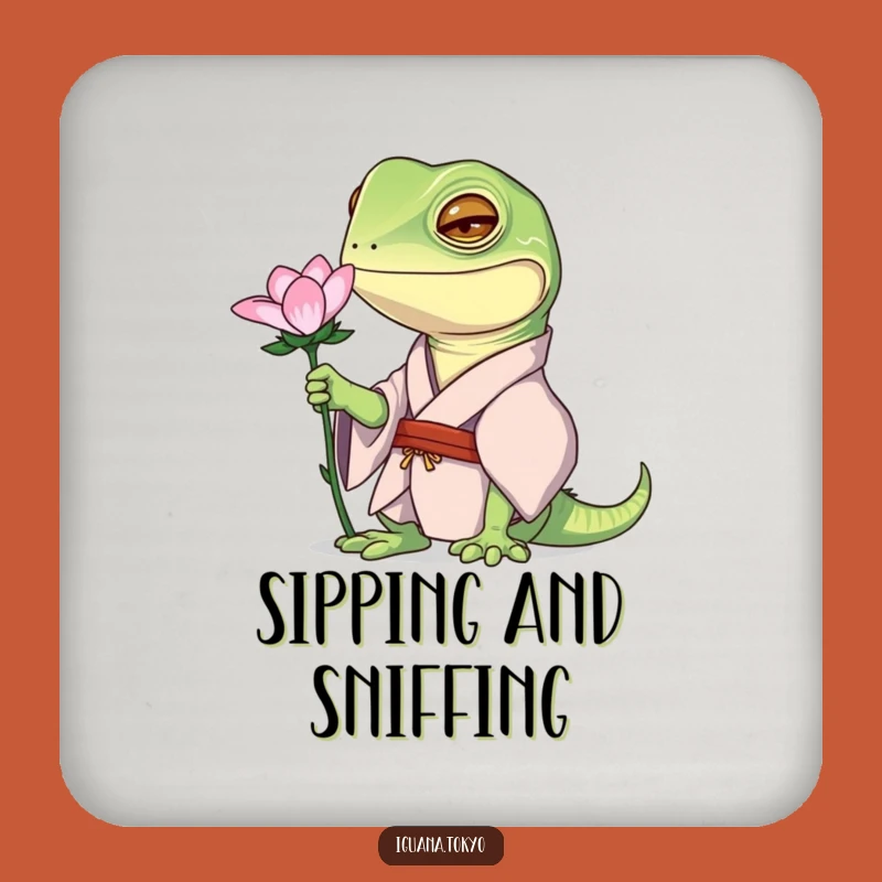 Funny Curious Iguana Kimono Coaster: Nature Table Protector, Perfect Funny Gift