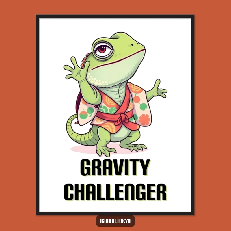 Funny Iguana Handstand Art Poster: Vibrant Decor for Playful Spaces