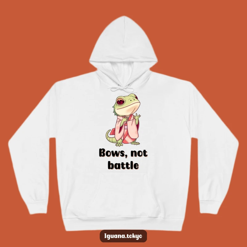 Funny Iguana Bowing Hoodie: Cozy Elegance and Humorous Warmth