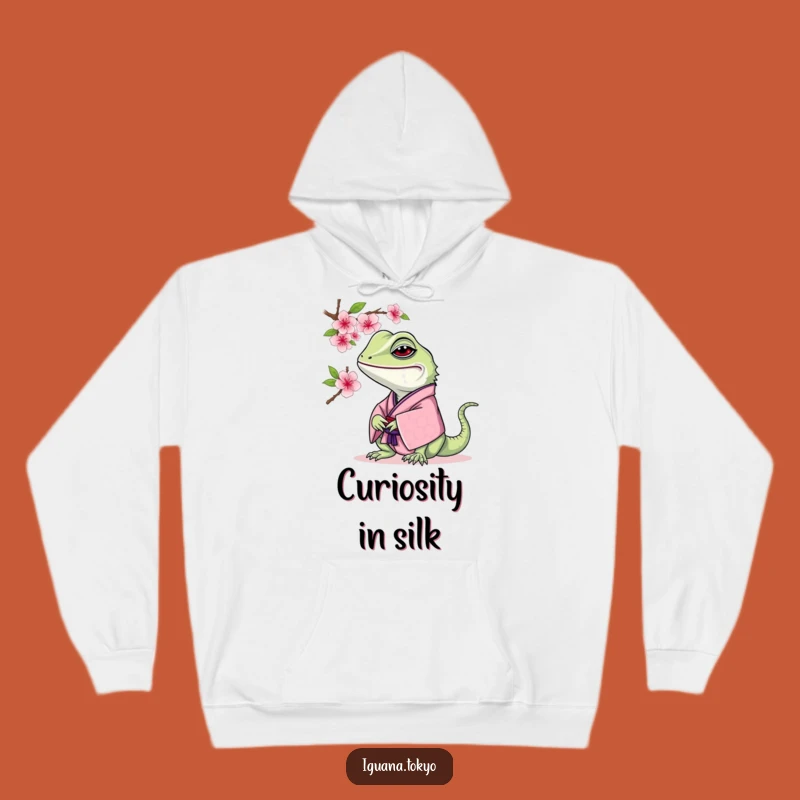 Funny Iguana Cherry Blossom Hoodie: Cozy Kimono Curiosity, Warm Funny Gift