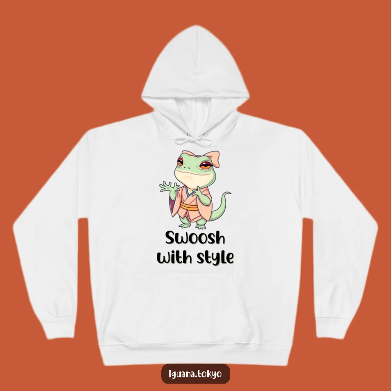 Funny Petite Iguana Bow Hoodie: Cozy Drama and Humorous Warmth