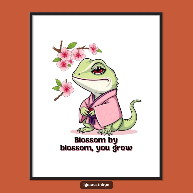 Free Printable Iguana Wall Art: Blossom Sniffing, Funny Downloadable Decor