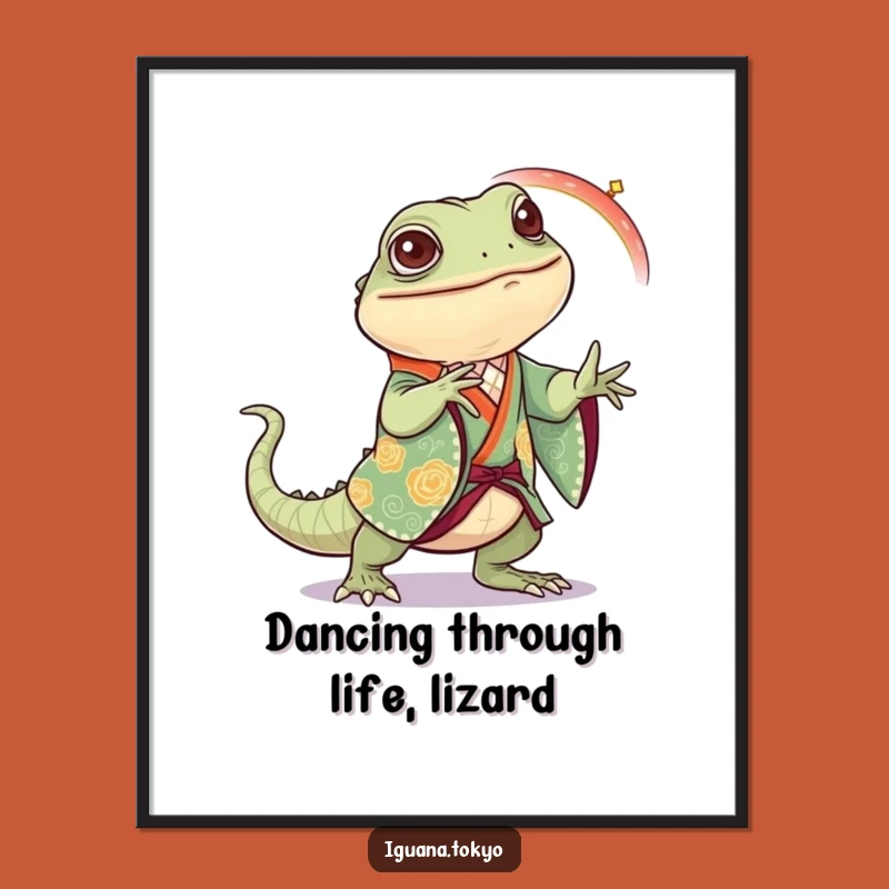 Free Printable Iguana Wall Art: Dancing Iguana, Funny Downloadable Decor