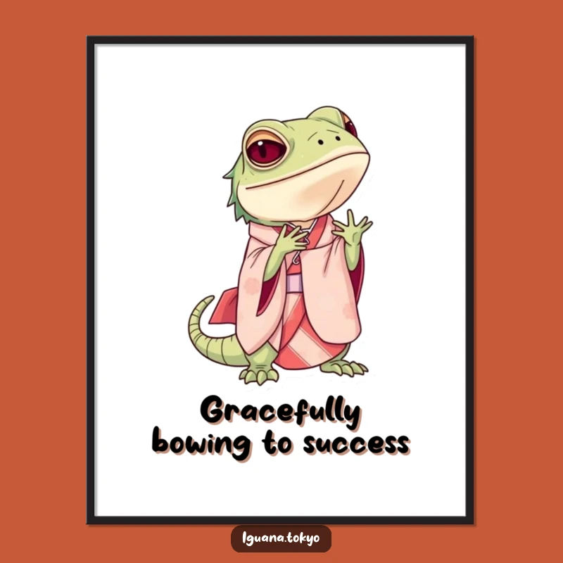Funny Free Printable Wall Art: Elegant Iguana Bowing - Humorous Downloadable Decor