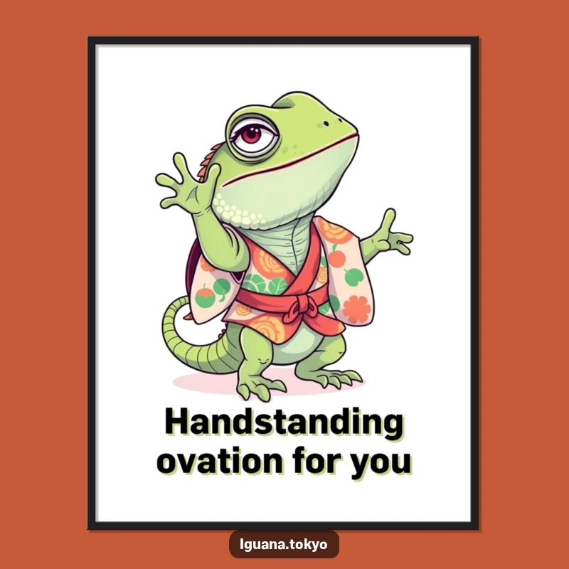 Funny Free Printable Wall Art: Playful Iguana Handstand - Humorous Downloadable Decor