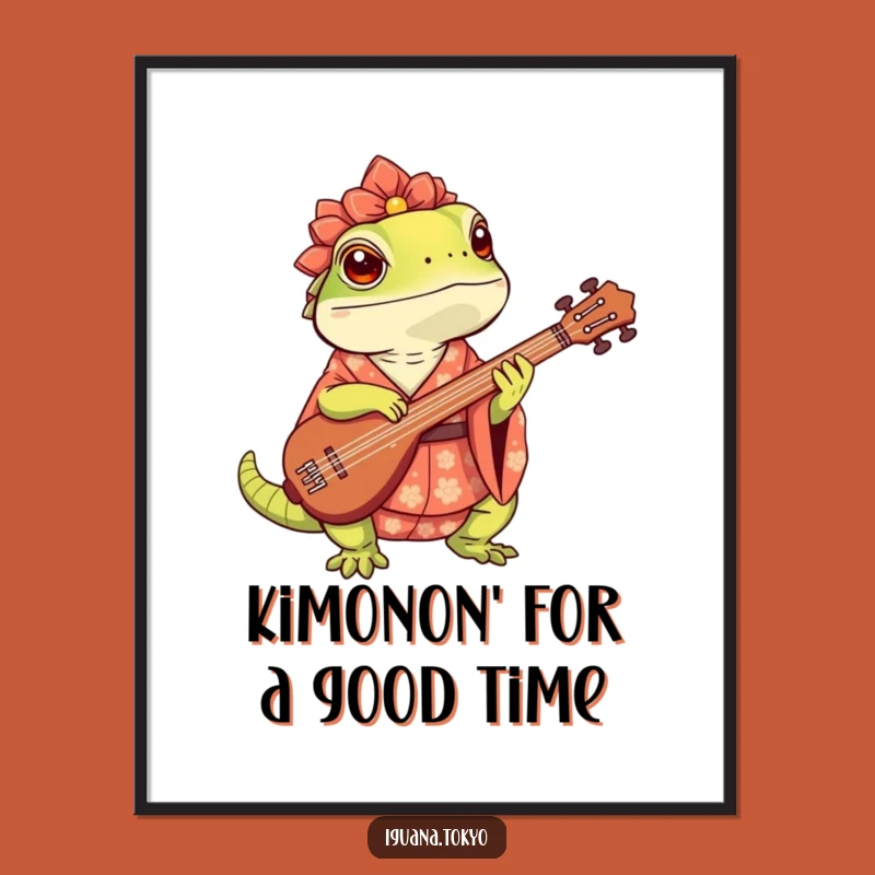 Funny Free Printable Wall Art: Cute Iguana Musician - Humorous Downloadable Home Decor