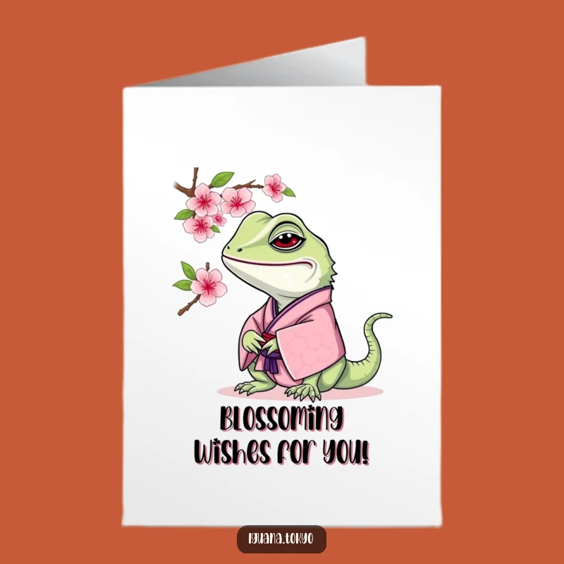 Free Printable Iguana Birthday Card: Blossom Sniffing Humor, Funny Downloadable Gift