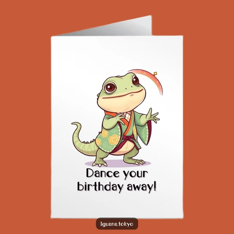 Free Printable Iguana Birthday Card: Dancing Iguana, Funny Downloadable Gift