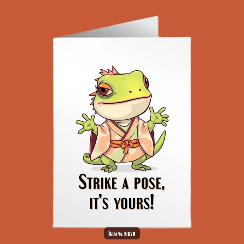 Free Printable Iguana Birthday Card: Curious Pose, Funny Downloadable Gift