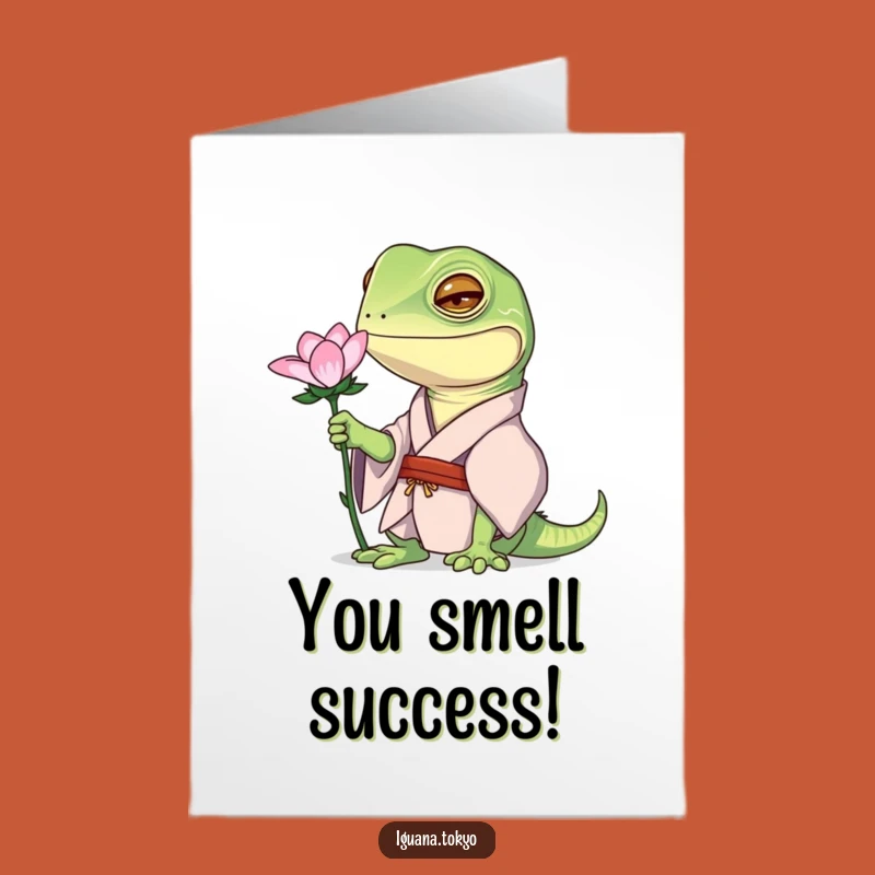 Free Printable Congrats Card: Iguana Kimono Flower Curiosity Downloadable Gift