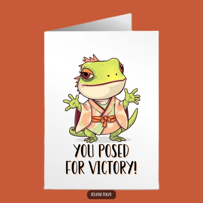 Free Printable Iguana Congrats Card: Curious Pose, Hilarious Downloadable Gift