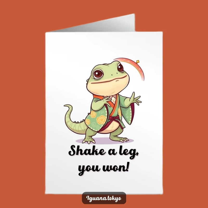 Free Printable Iguana Congrats Card: Dancing Iguana, Hilarious Downloadable Gift
