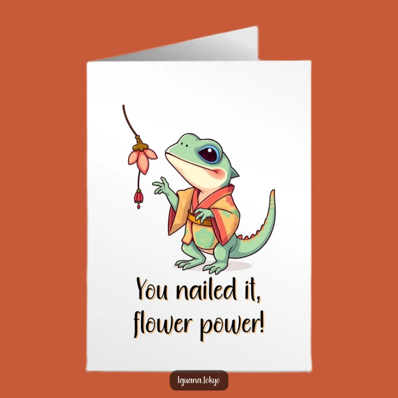 Free Printable Iguana Congrats Card: Playful Batting, Hilarious Downloadable Gift
