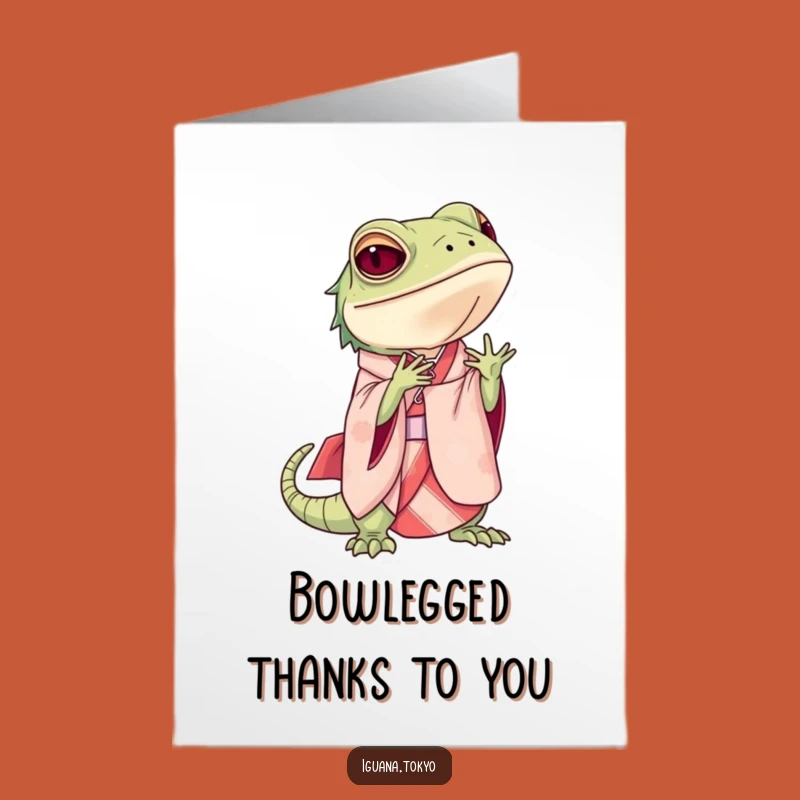 Free Printable Thank You Card: Elegant Iguana Bowing - Humorous Downloadable Gratitude