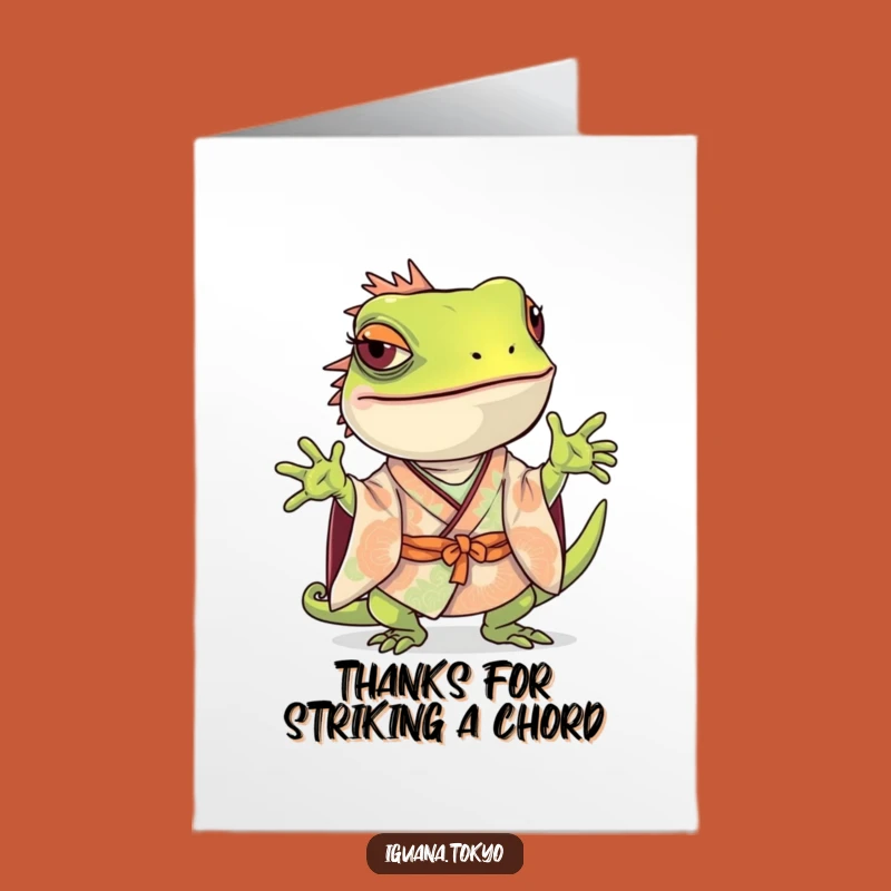 Free Printable Iguana Thank You Card: Curious Pose, Funny Downloadable Gift