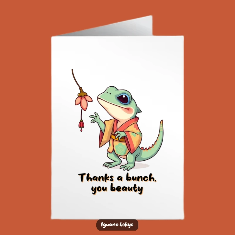 Free Printable Iguana Thank You Card: Playful Batting, Funny Downloadable Gift