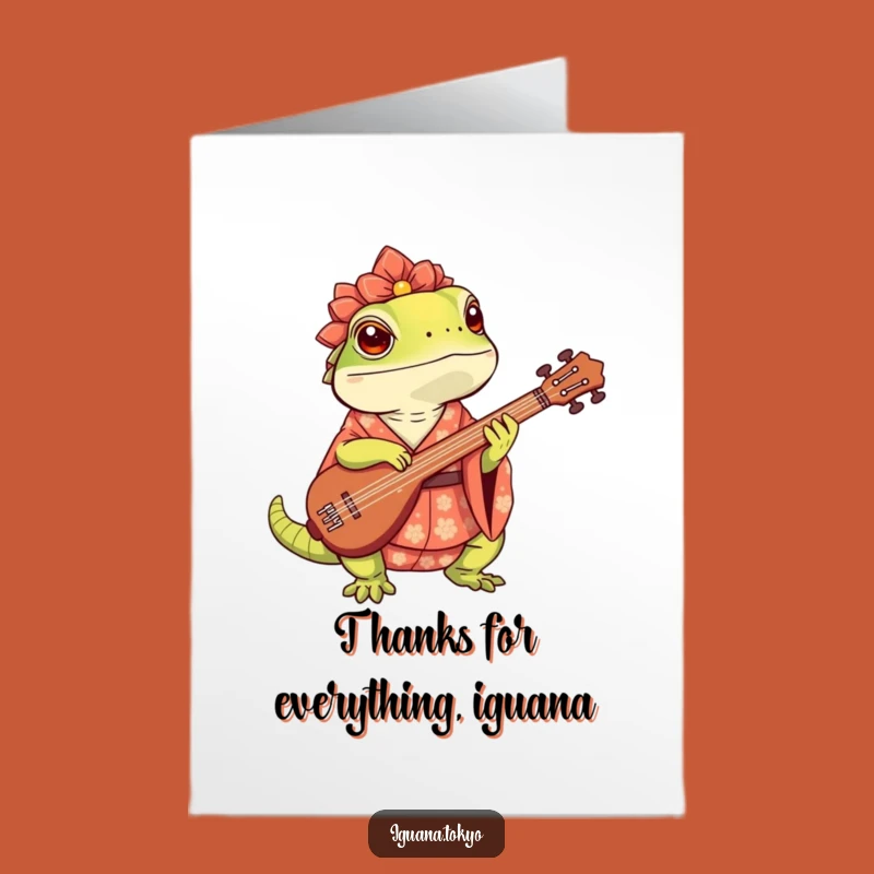 Free Printable Thank You Card: Humorous Iguana Musician - Express Gratitude Downloadable